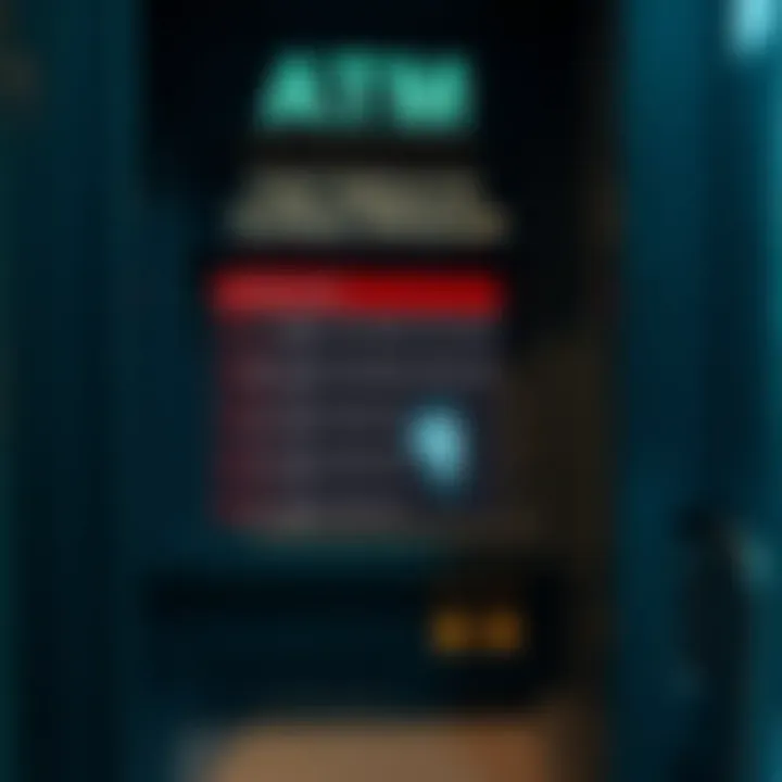 ATM displaying cash withdrawal options without card