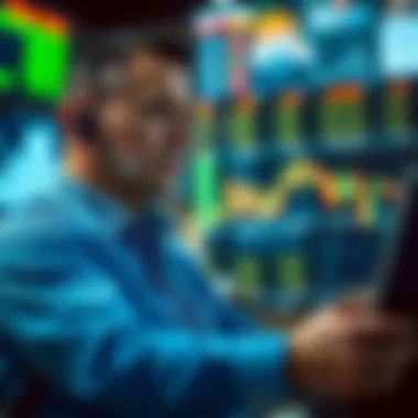 Analyzing Market Trends Professional stock broker analyzing market trends