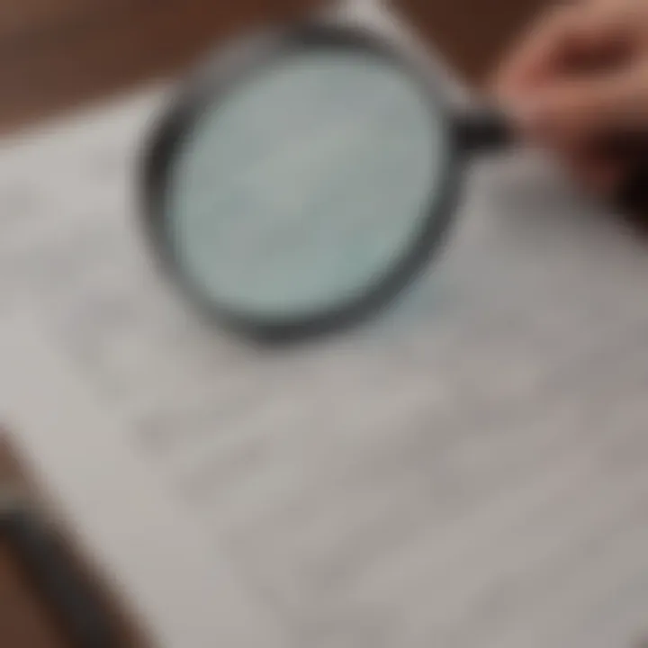 A magnifying glass over a financial document