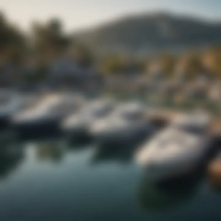 A tranquil marina with various boats docked