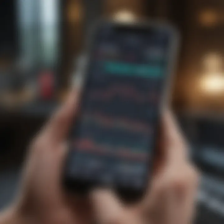 A smartphone displaying stock market charts