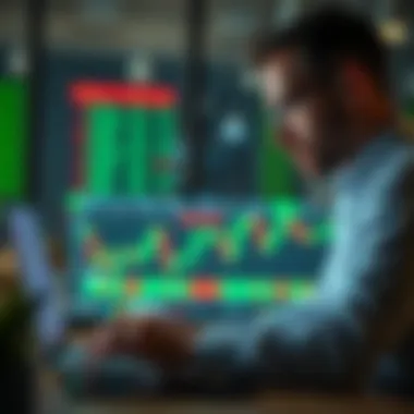Market Trends Evaluation An investor analyzing stock market trends on a laptop