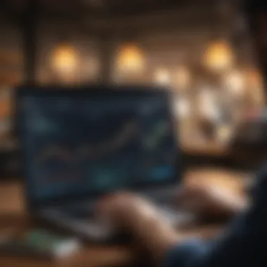 Analyzing Market Trends A person analyzing cryptocurrency market trends on a laptop