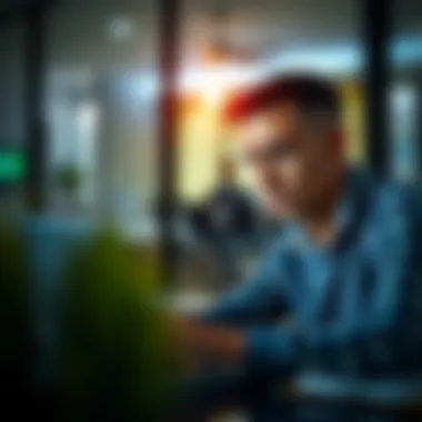 Informed Decision Making in Finance Person analyzing financial data on a laptop