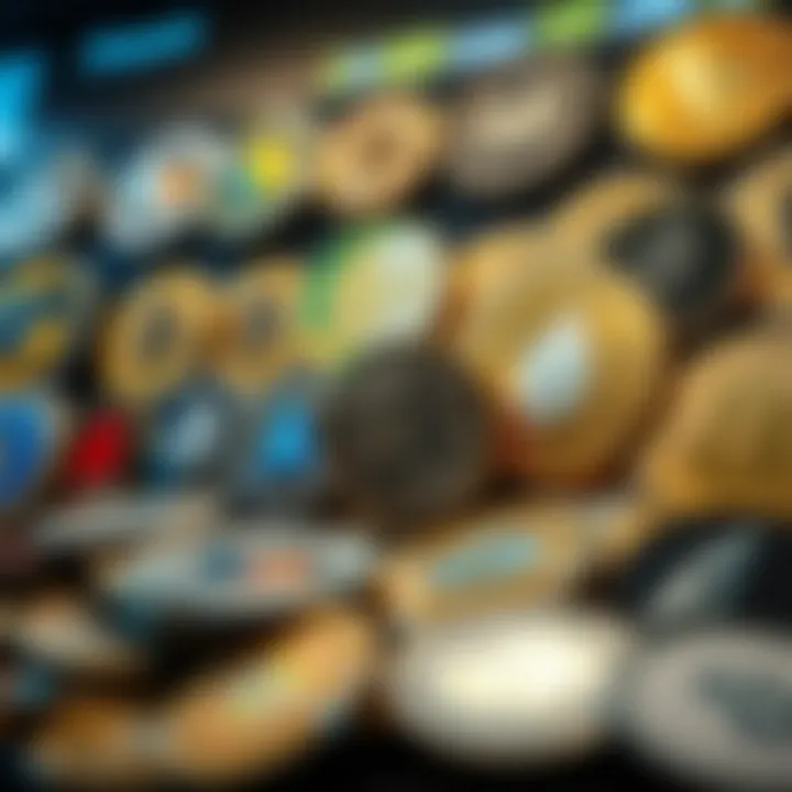 A diverse collection of various cryptocurrencies with their logos displayed.