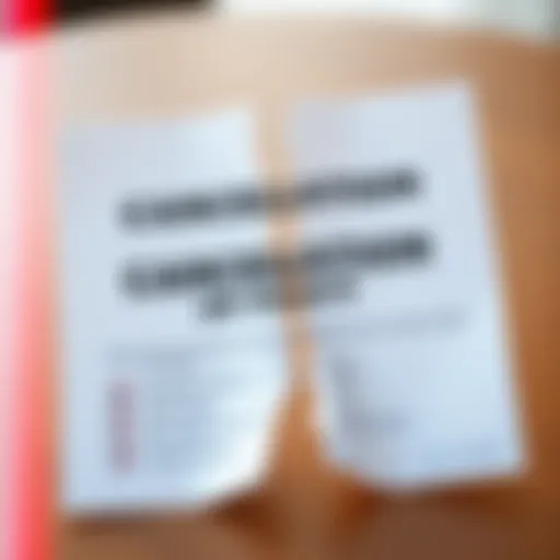 Illustration of a document being torn in half to signify cancellation