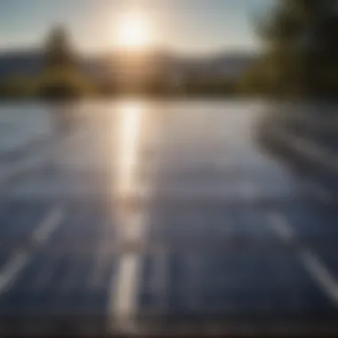 Solar Power: A Bright Solution for Energy Needs A solar panel array with sunlight reflecting